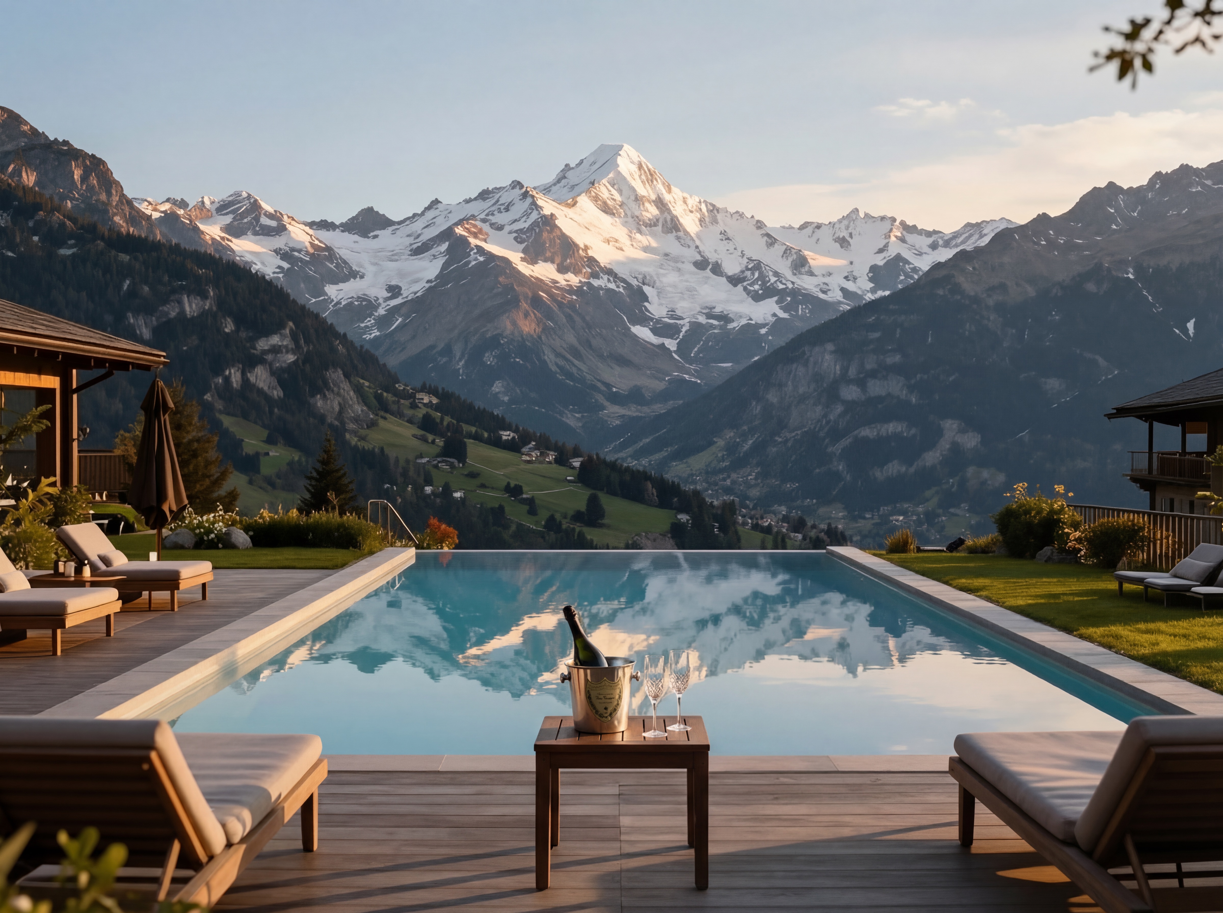 Table with Dom Perignon champagne added via inpainting